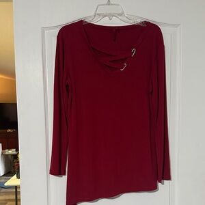 Chic Women's Long Sleeve Sweater  in Cherry  Red